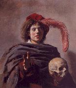Frans Hals Portrait of a Young Man with a Skull oil painting artist